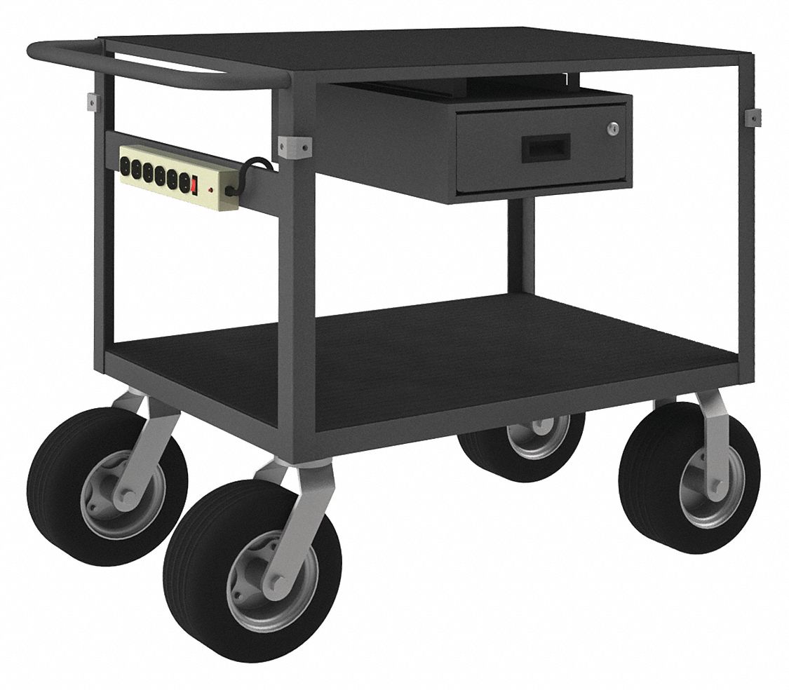 1,000 lb Load Capacity, 36 in x 24 in, Instrument Cart with Flush Metal 