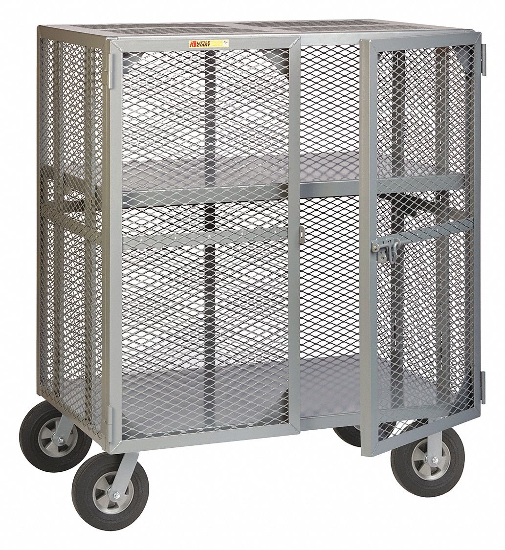 52"L X 27"W X 69"H Silver Wire Security Cart, 1000 Lb. Load Capacity