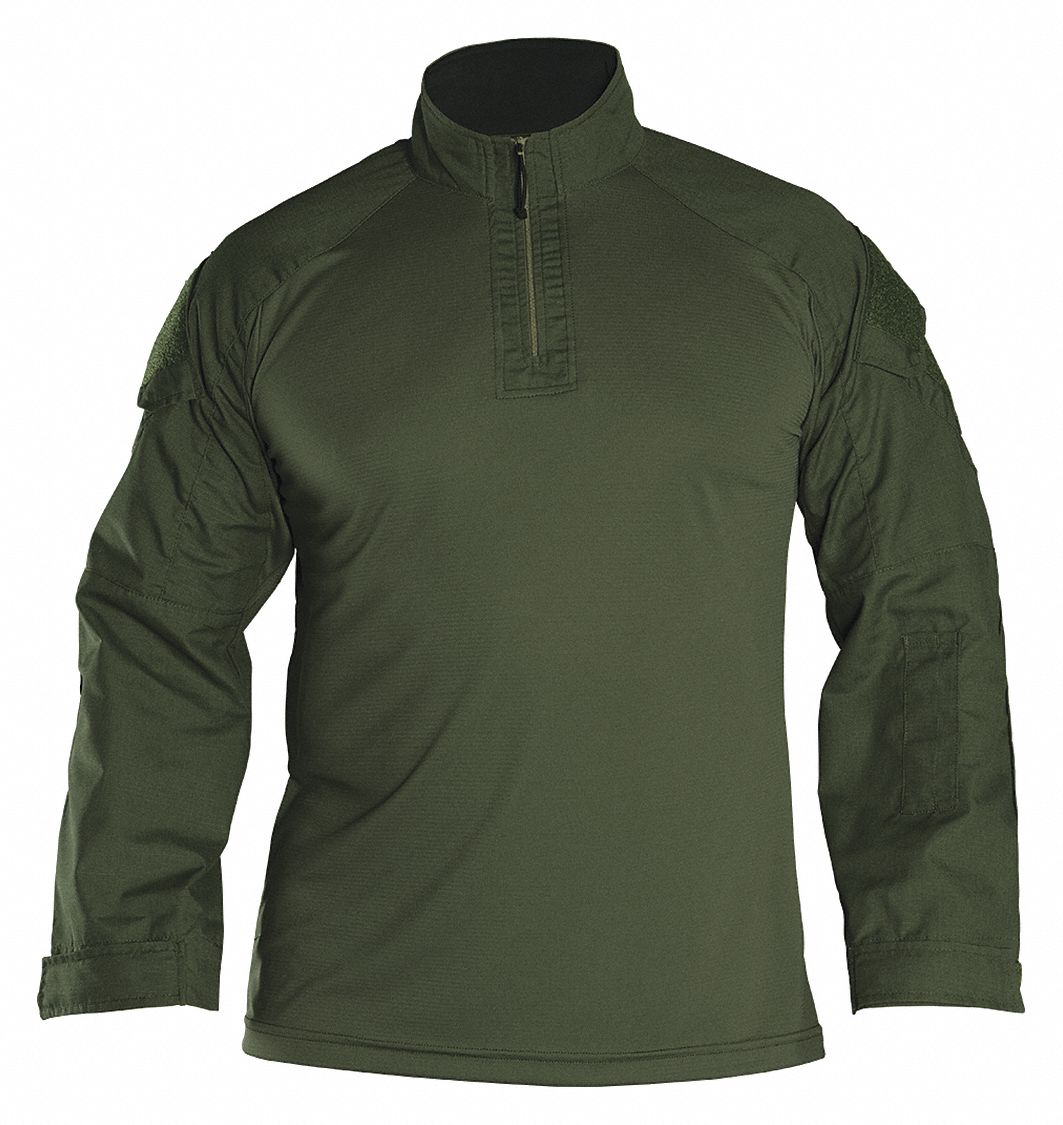 Tactical Shirt Long Sleeve, 3XL, OD Green