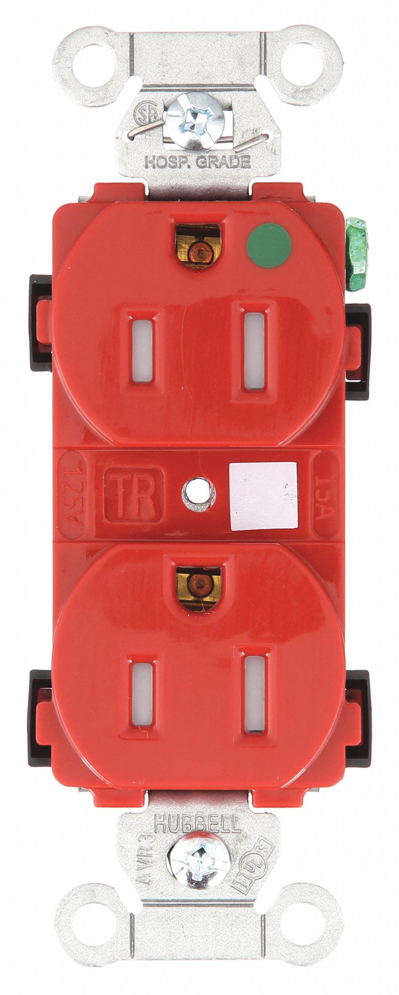 RÉCIPIENT, PRISE DOUBLE, 2 PÔLES/3 FILS, NYLON, 125 V CA, 15 A, BORNES À VIS, 5-15R, 1/2 HP, 10 AWG, ROUGE