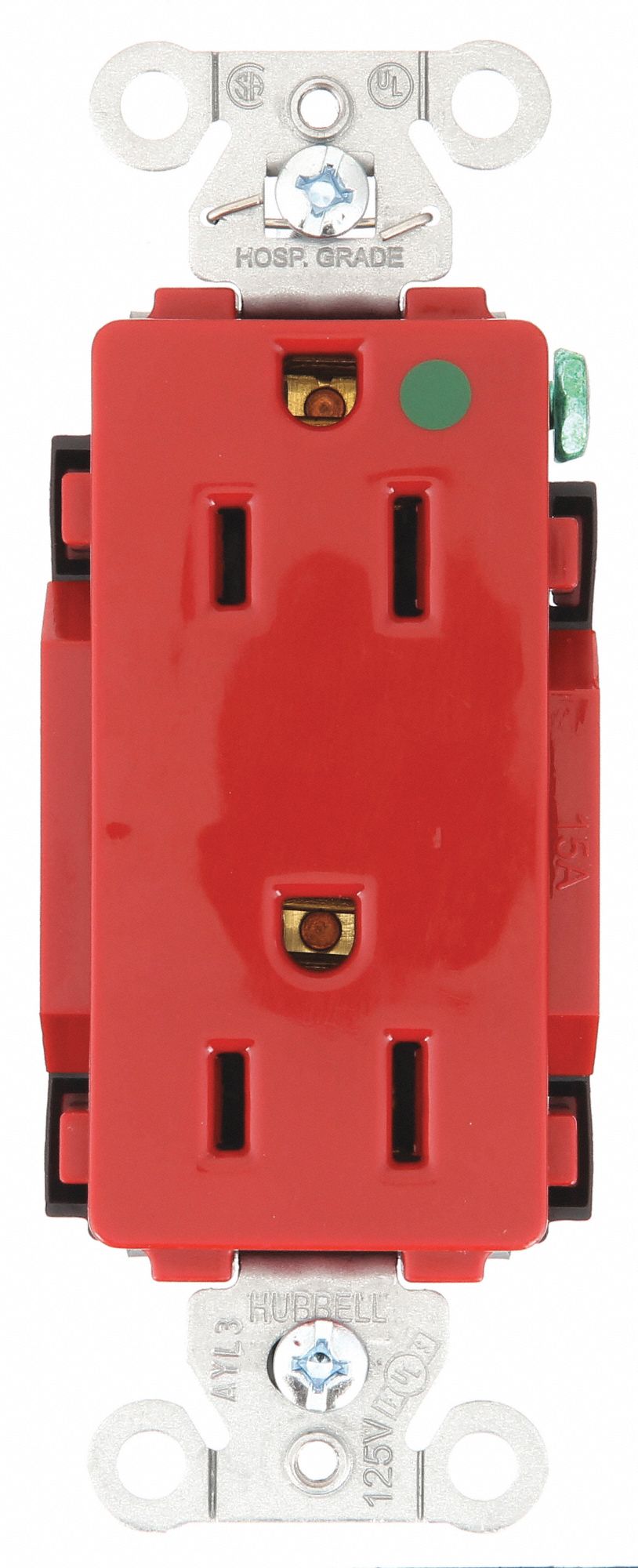 RÉCIPIENT, DÉCORATEUR DE PRISE DOUBLE, 2 PÔLES/3 FILS, NYLON, 125 V CA, 15 A, 5-15R, 1/2 HP, 10 AWG, ROUGE