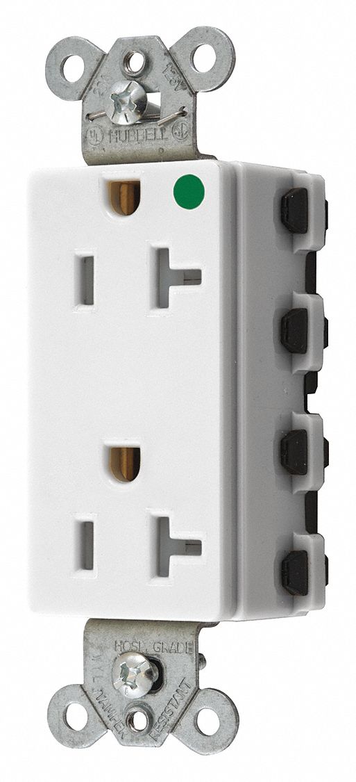 RÉCIPIENT, DÉCORATEUR DE PRISE DOUBLE, 3 FILS, NYLON, 125 V CA, COURANT NOMINAL 20 A, CÂBLAGE MODULAIRE, 5-20R, 12 AWG