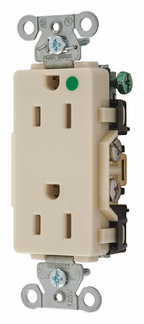 RECEPTACLE,IVORY,15 A,2P3W,BACK,SIDE