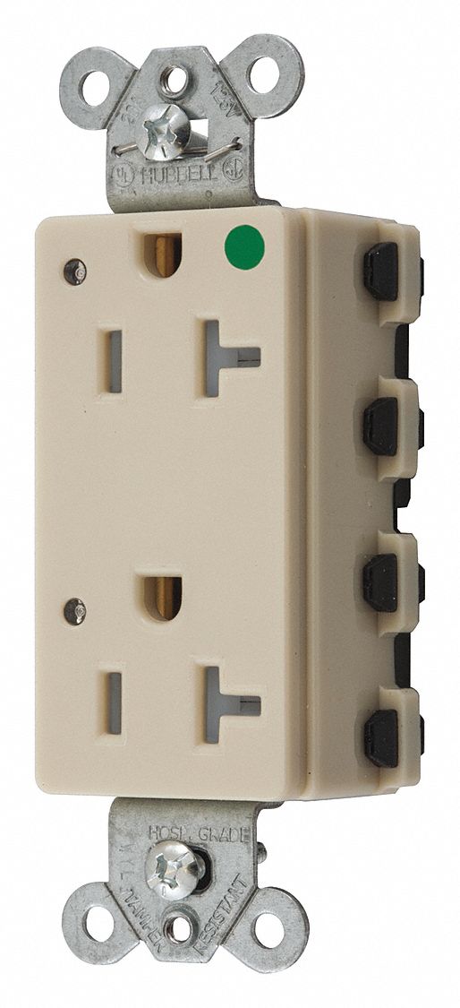 Receptacle, Ivory, 3 Wires, 2 Poles