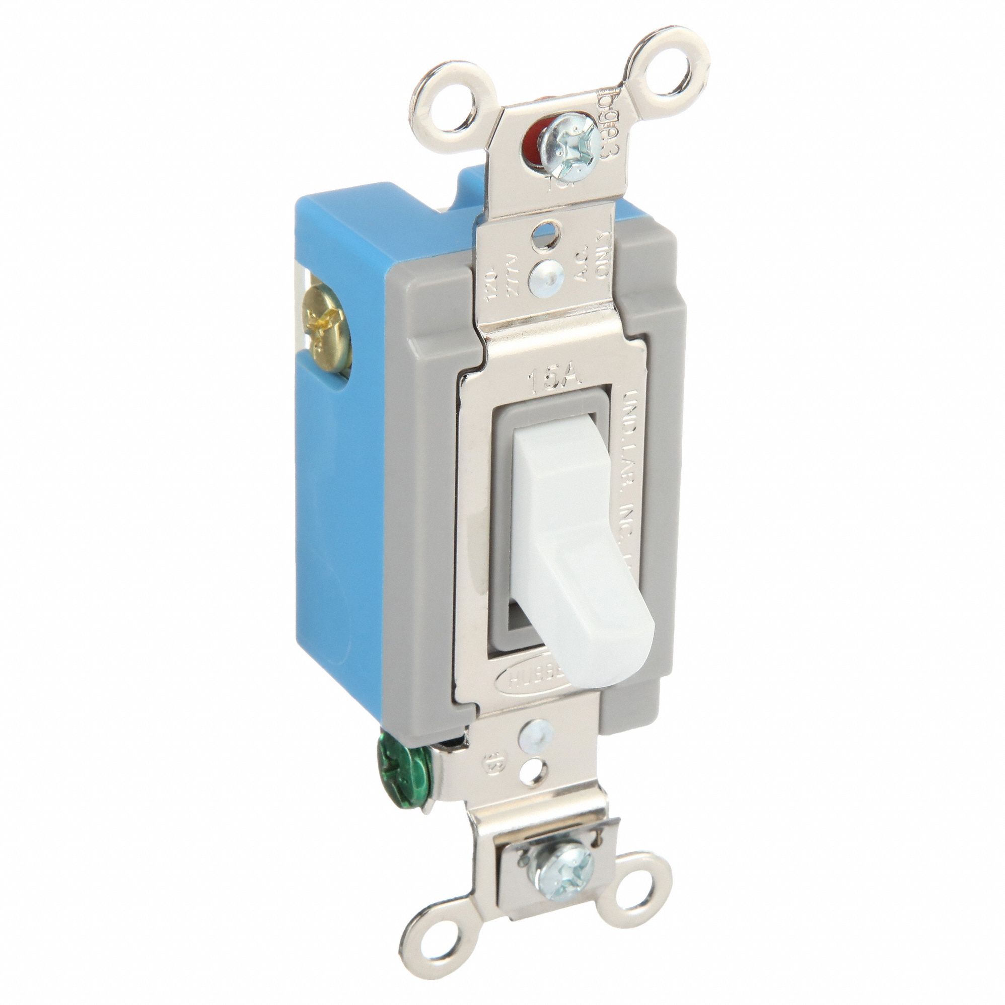 Wall Switch: Toggle Switch, 3-Way, White, 15 A, 120/277V AC, Screw Terminals
