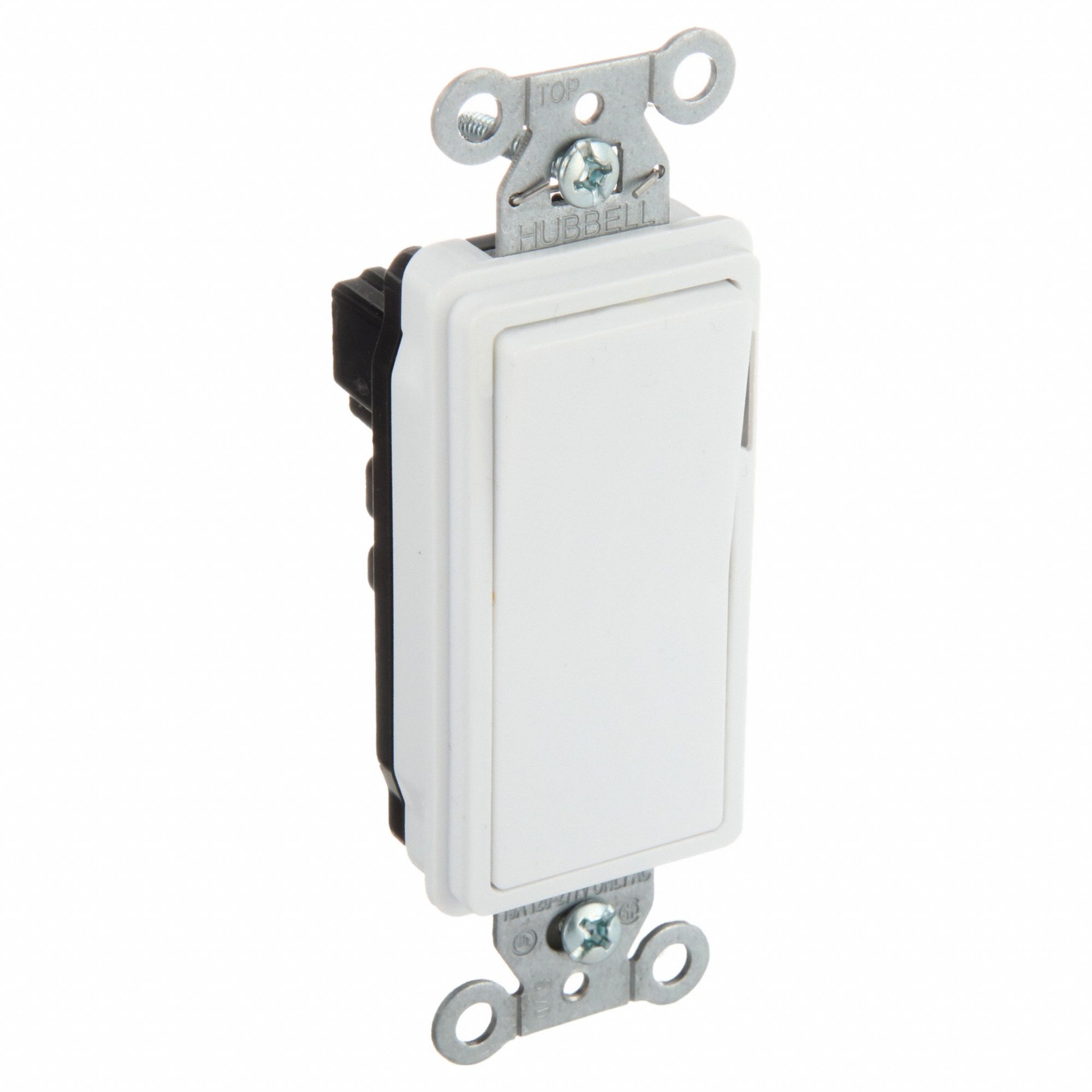 Wall Switch: Rocker Switch, Single Pole, White, 15 A, 120/277V AC, Screw Terminals, Pilot Light
