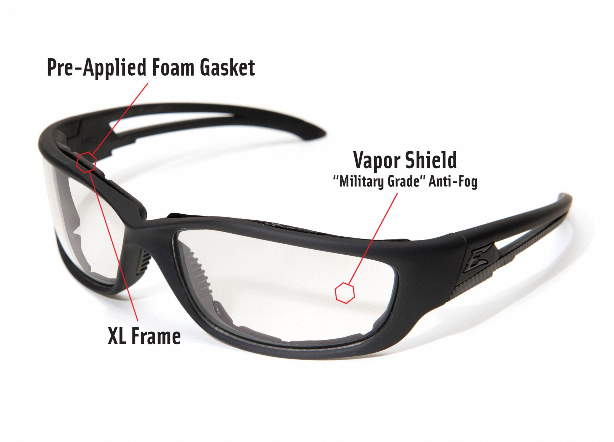 EDGE EYEWEAR Safety Glasses AntiScratch, Brow Foam Lining, Wraparound