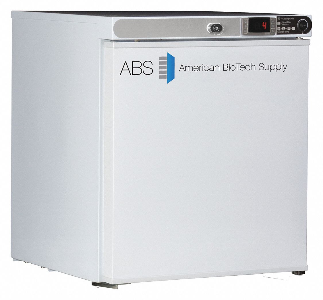 Refrigerator: 1 cu ft, Tabletop, 1°C to 10°C, 19 1/4 in Overall Dp, 1 Doors