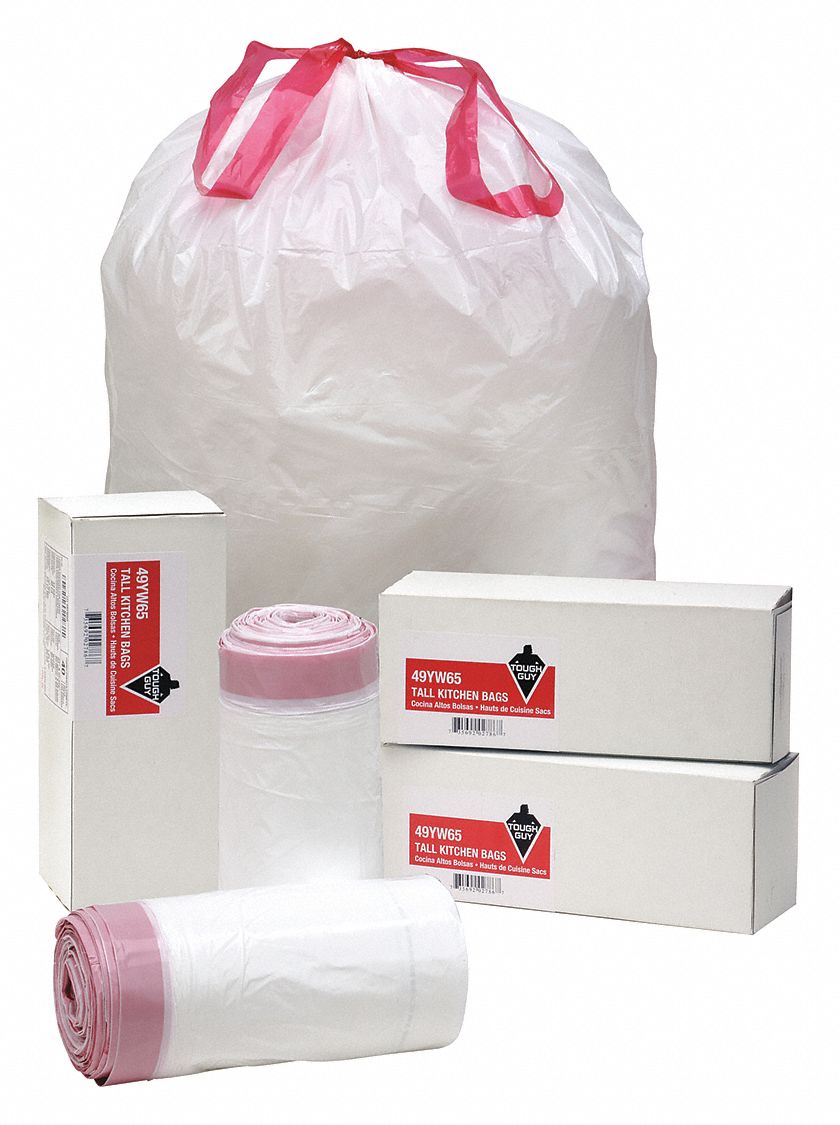 TOUGH GUY Recycled Material Trash Bag, 13 gal, LLDPE, Coreless Roll