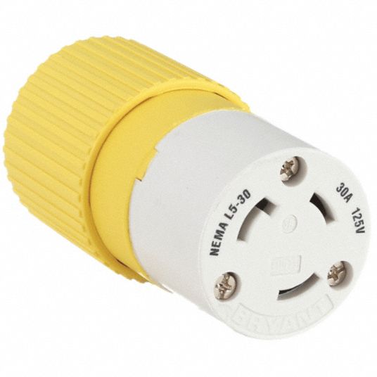 Bryant 70530NCCR - Locking Connector, cm, 30A 125V, L5-30R, Yellow