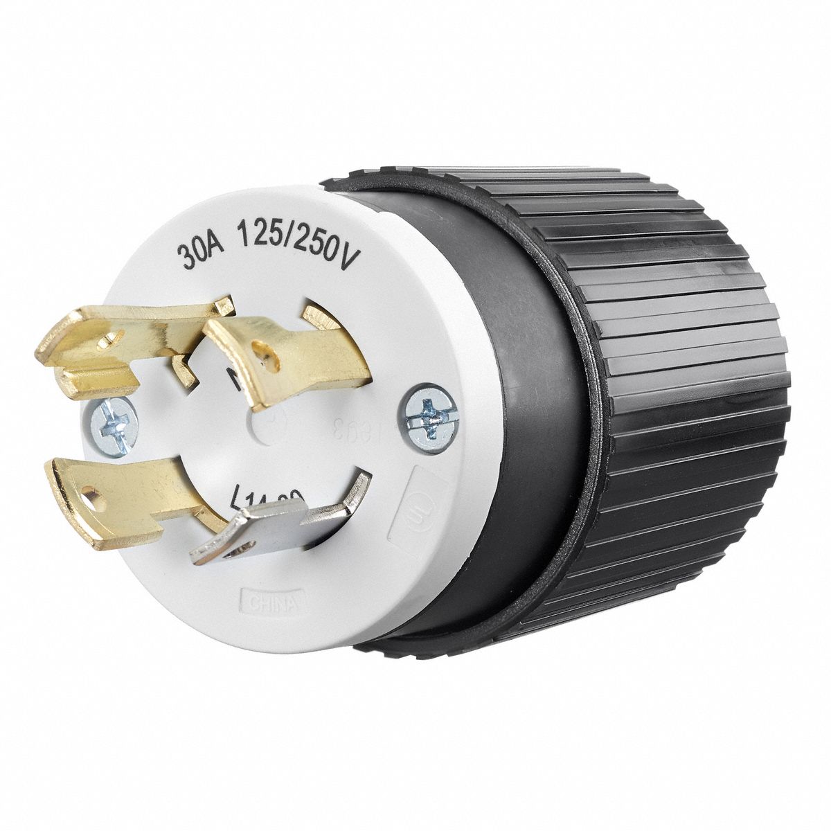 BRYANT Locking Plug: Industrial, 30 Amps, NEMA L14-30P, 125/250V AC, 3  Poles, Black/White - 49YX31|71430NP - Grainger