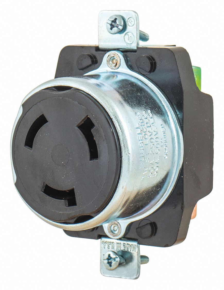 LOCKING RECEPTACLE,BLK,600V AC/250V DC