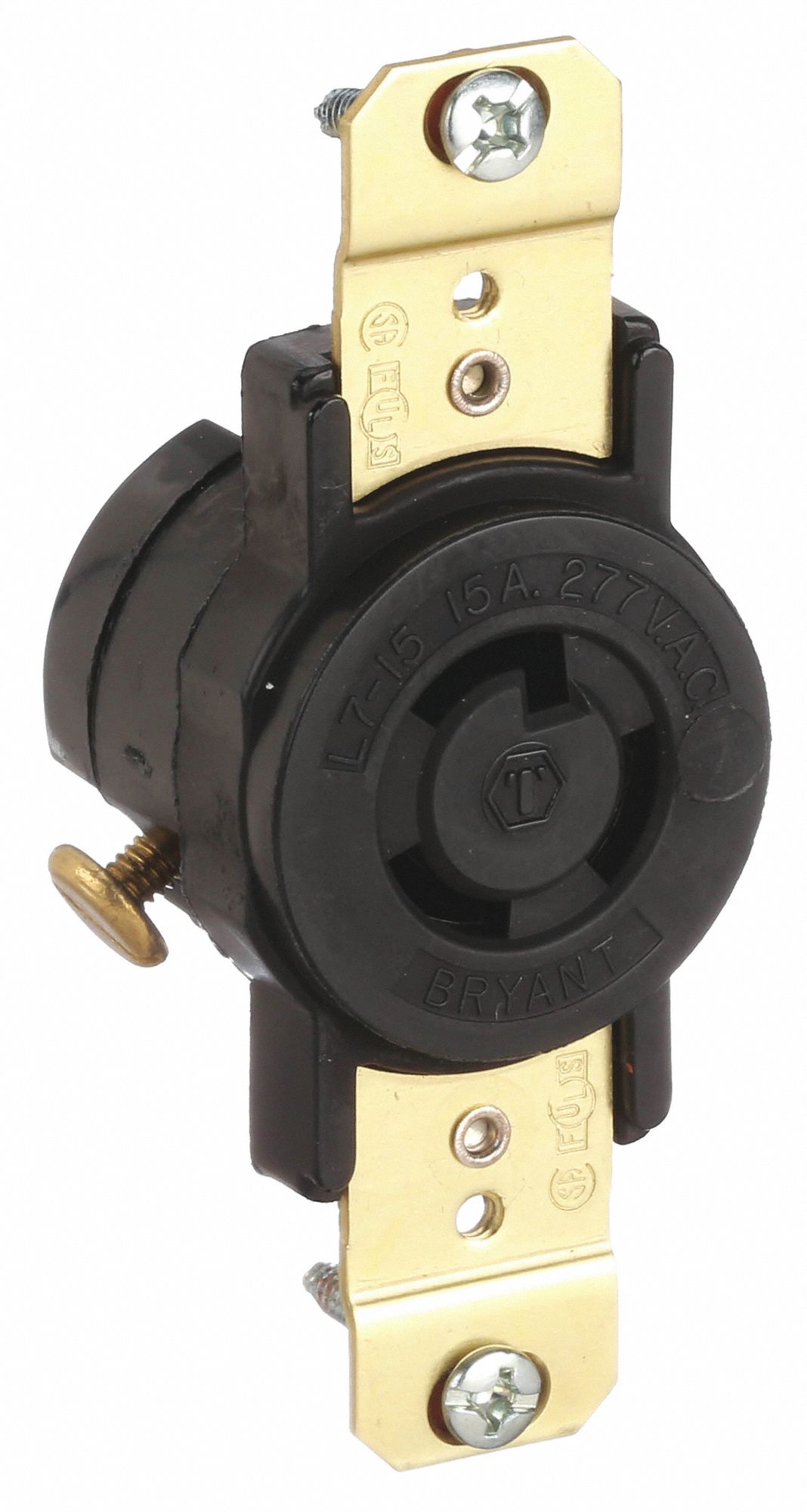 BRYANT Black Locking Receptacle, 15 Amps, 277V AC Voltage, NEMA