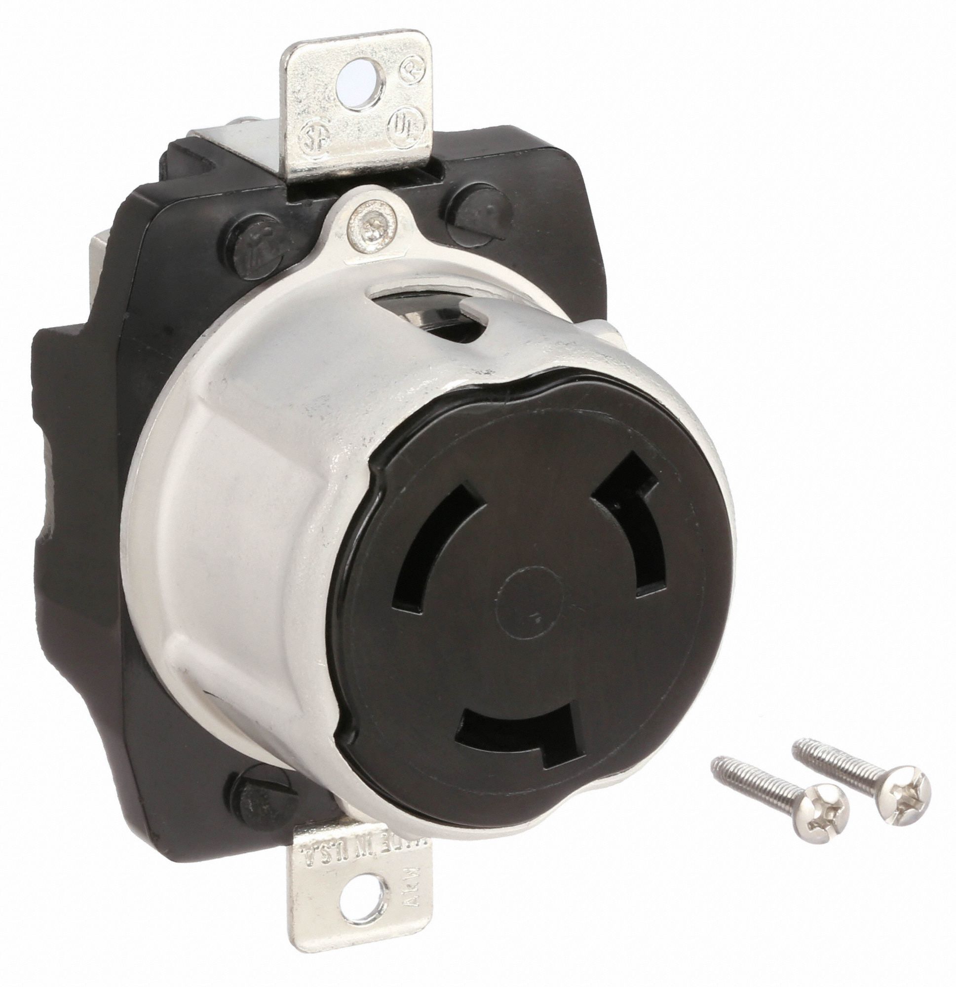 BRYANT Black Locking Receptacle, 50 Amps, 125/250V AC Voltage, NEMA