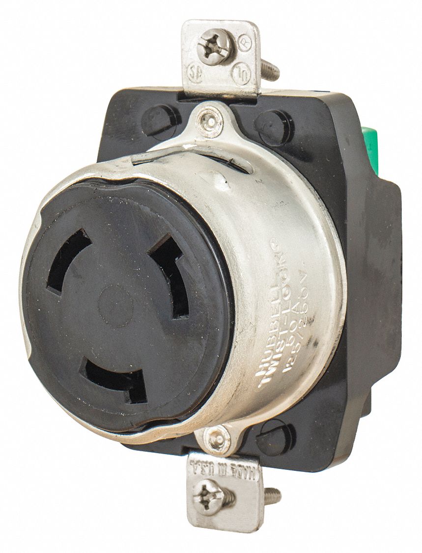 BRYANT Black Locking Receptacle, 50 Amps, 125/250V AC Voltage, NEMA ...