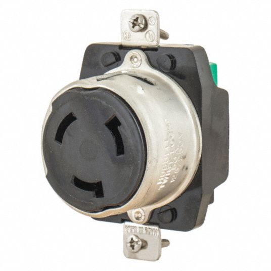 BRYANT Black Locking Receptacle, 50 Amps, 125/250V AC Voltage, NEMA