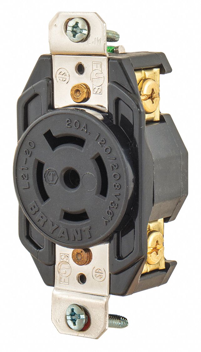 LEVITON Black Locking Receptacle, 20 Amps, 120/208VAC ... nema l21 20 wiring 