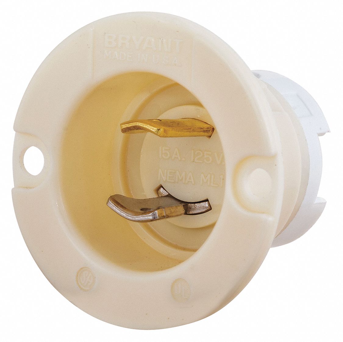 MIDGET LOCKING FLANGED INLET,125V AC