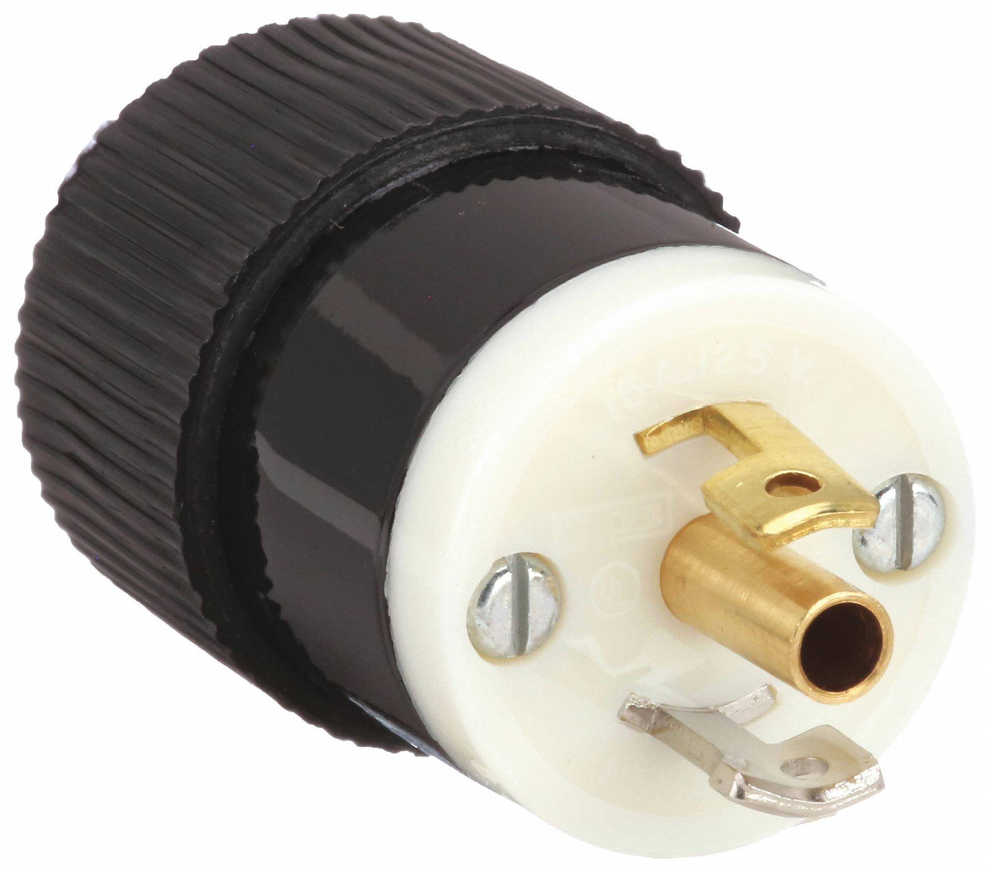 Midget Locking Plug: ML2-15P, 125V AC, 15 A, 2 Poles, Black/White, Screw  Terminals