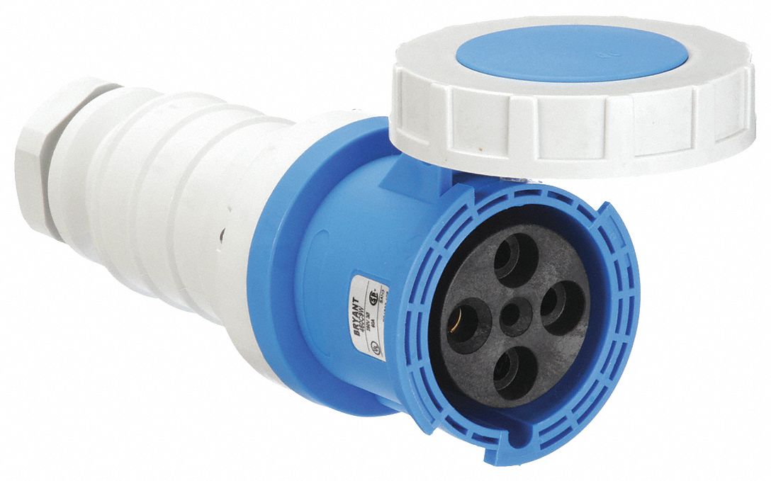 Watertight Pin and Sleeve Connector: 60 A, 250V AC, 5 hp Horsepower Rating, IEC Grounding