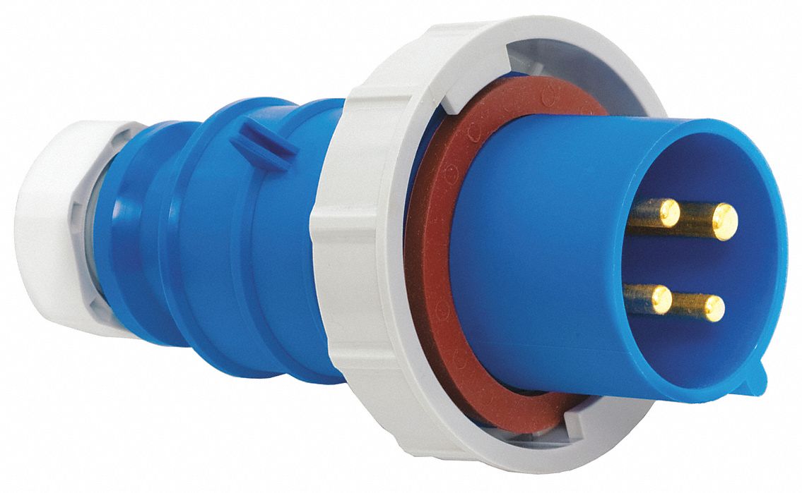 BRYANT 30 Amp, 3Phase Nylon Watertight Pin and Sleeve Plug, Blue