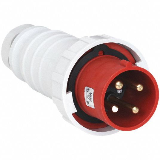 100 A, 480V AC, Pin and Sleeve Plug 49YX90BRY4100P7W Grainger