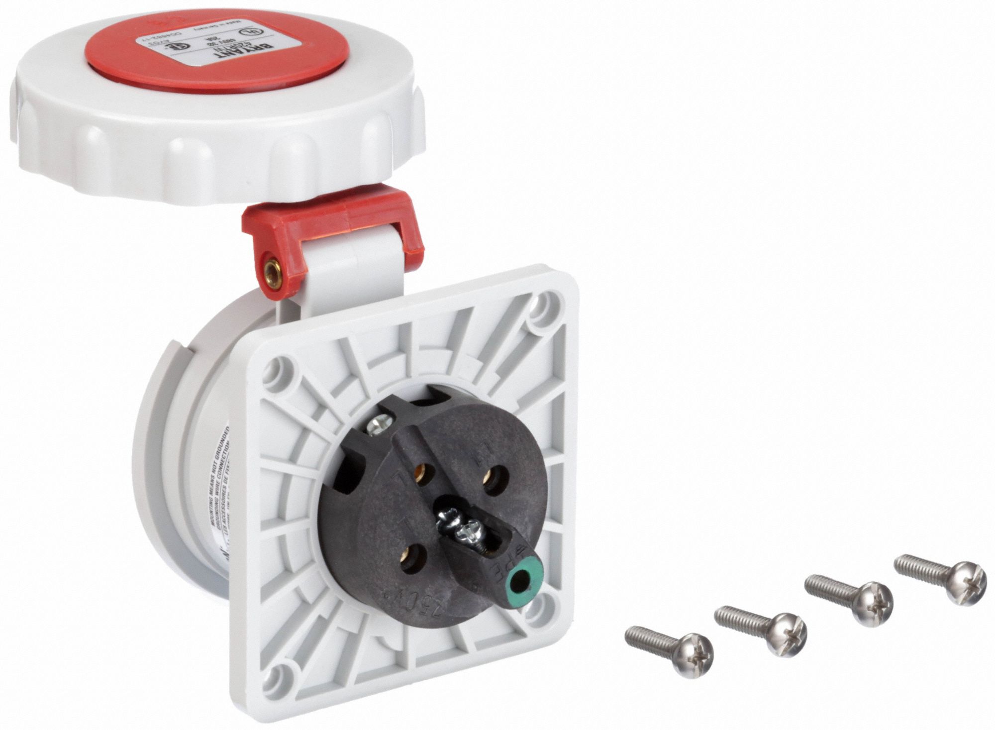 BRYANT Watertight Pin and Sleeve Receptacle 20 Amps Plugs and Receptacles, 480V AC, 3 Poles