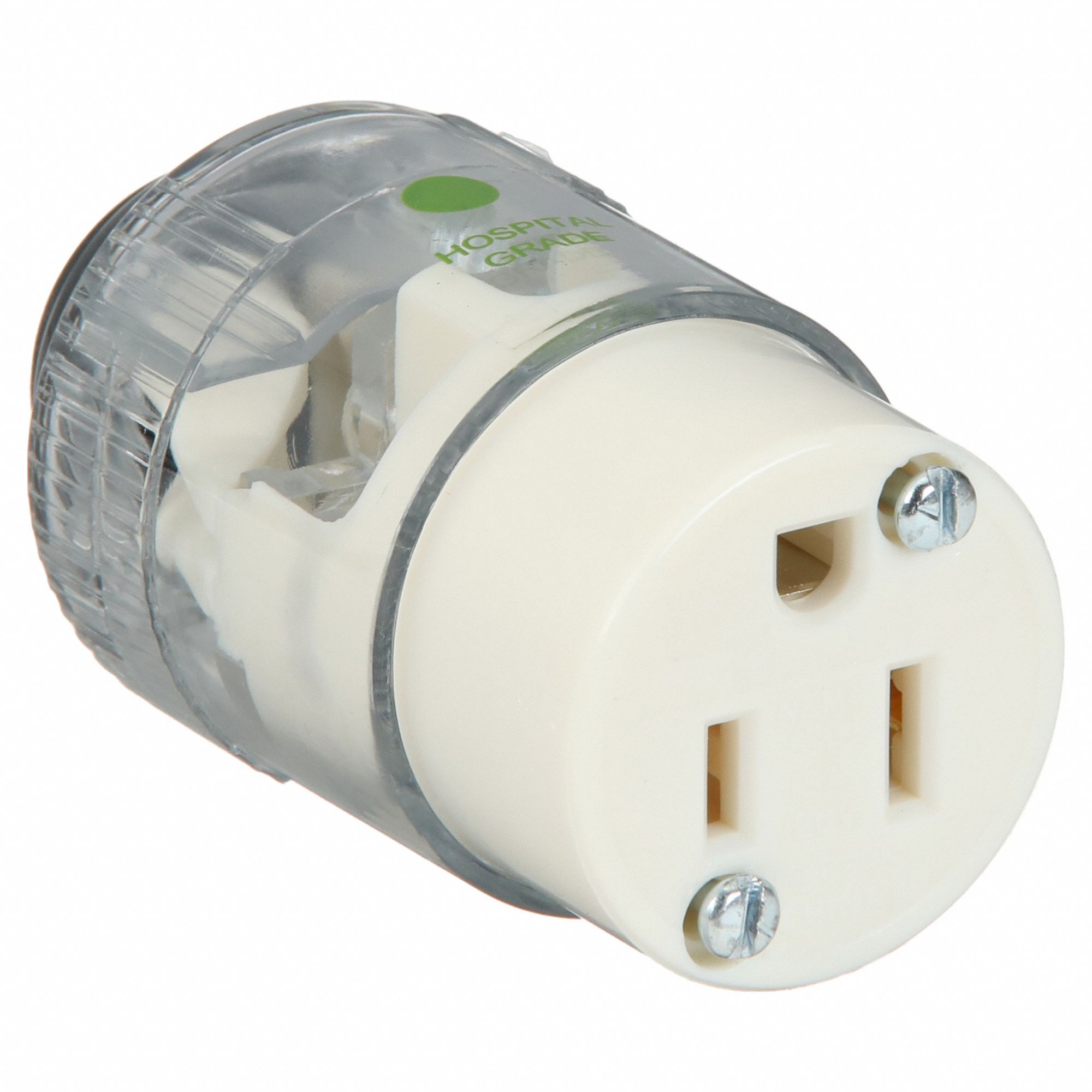 Straight Blade Connector: 5-15R, 15 A, 125V AC, 2 Poles, Clear