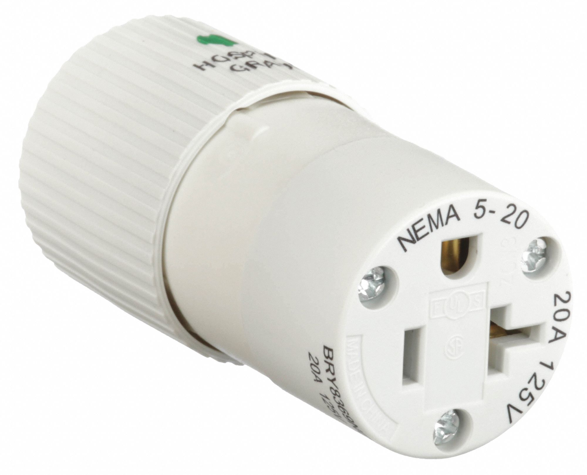 520R, 20 A, Straight Blade Connector 49YY30BRY8369NC Grainger