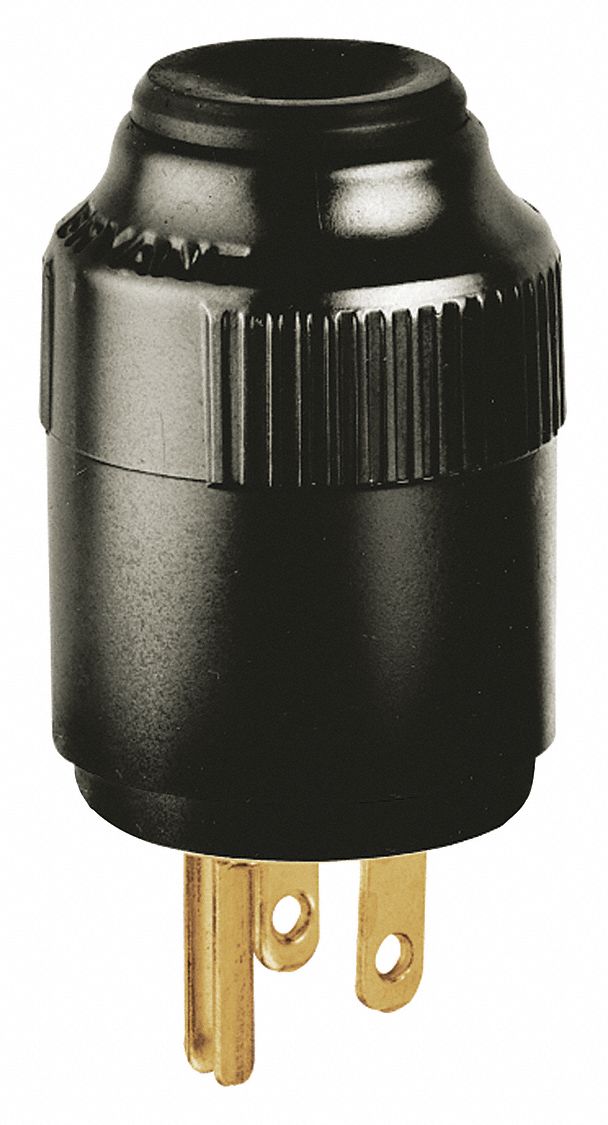STRAIGHT BLADE PLUG,BLACK,0.5 HP,125V AC