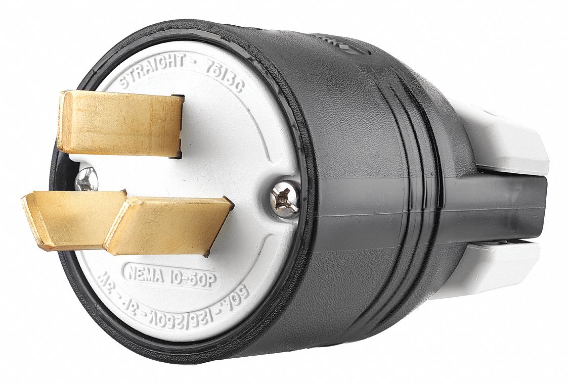 STRAIGHT BLADE PLUG,GRAY,125/250V AC