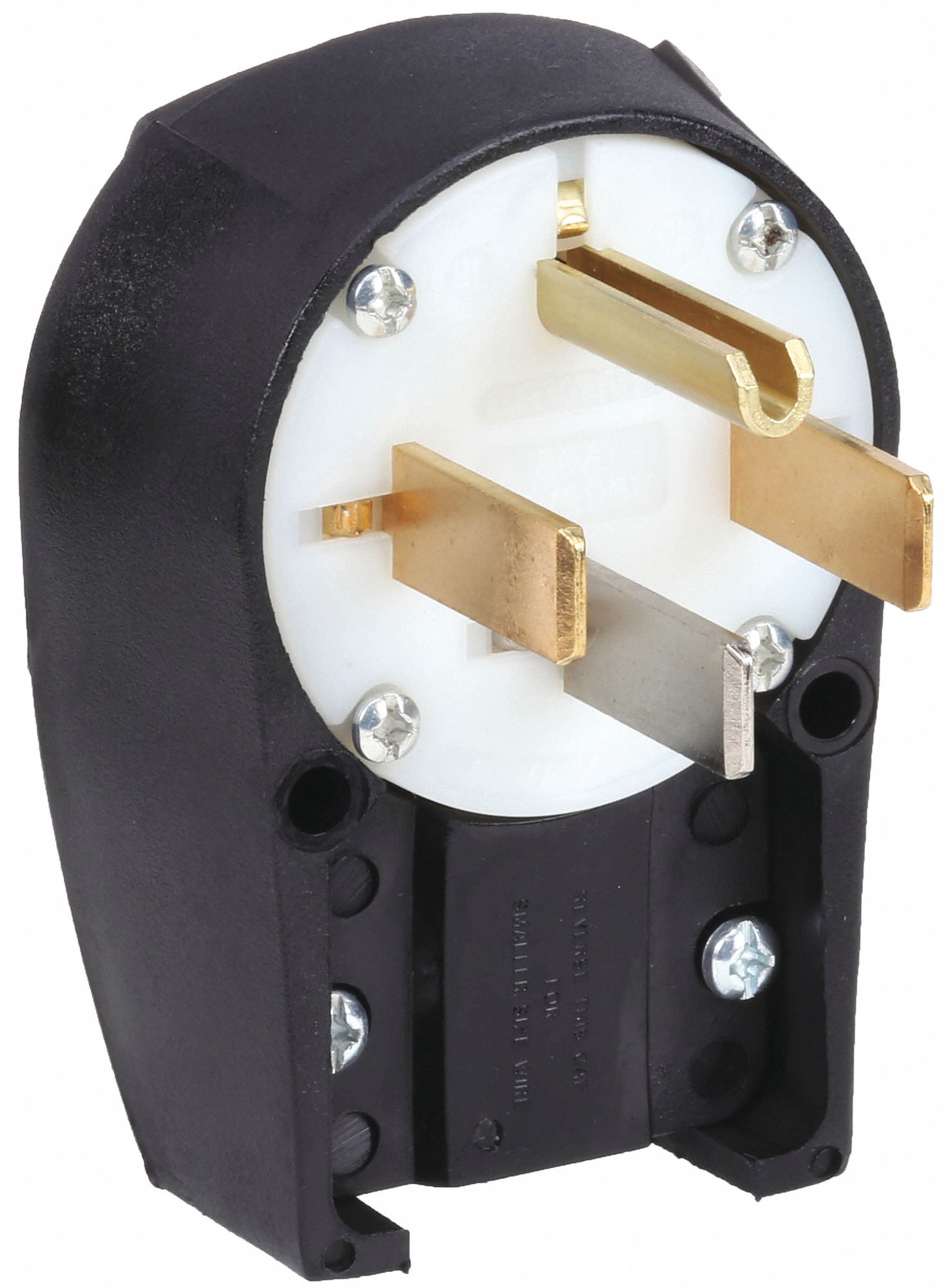 STRAIGHT BLADE PLUG,BLK/WHT,125/250V AC