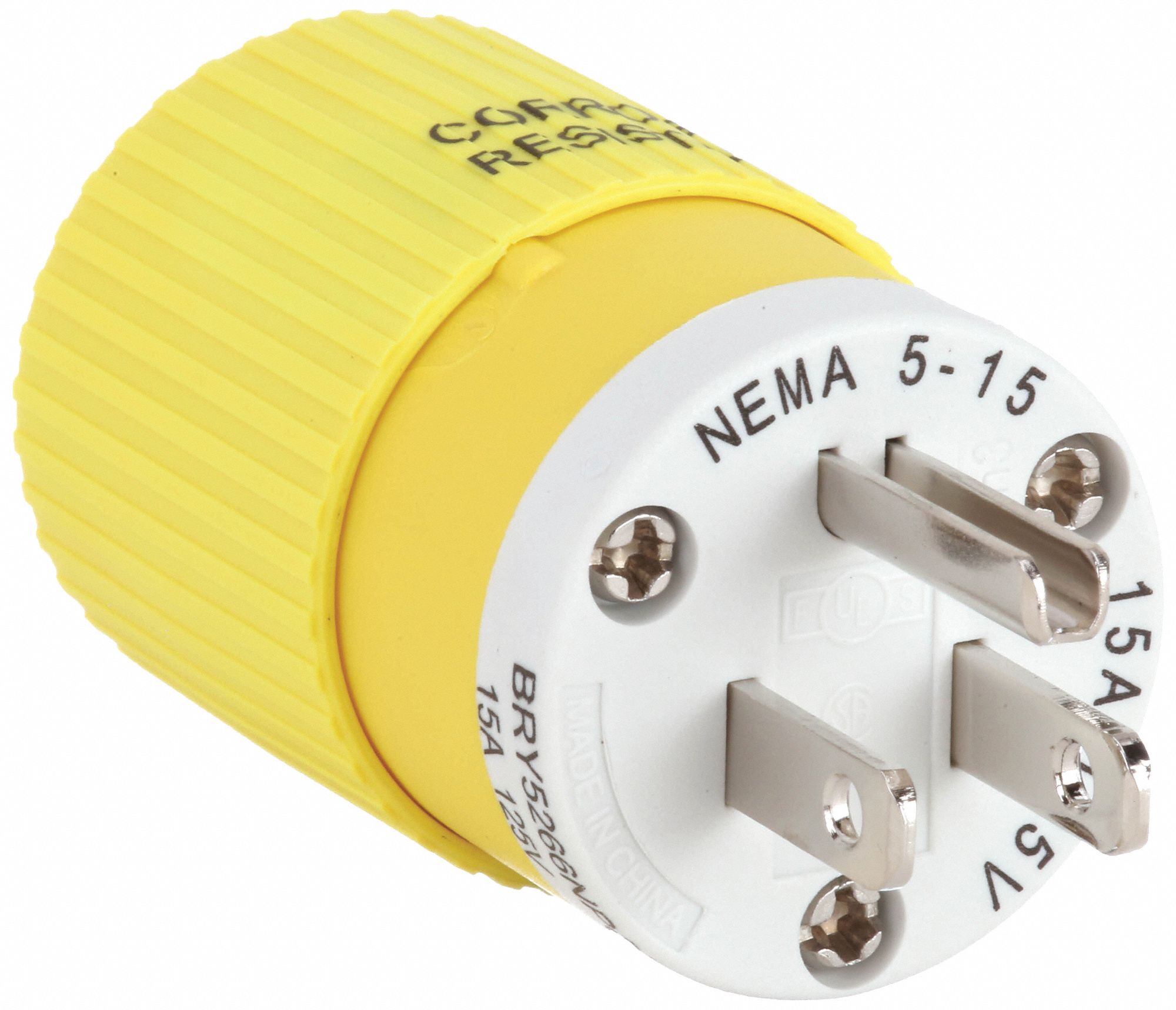 STRAIGHT BLADE PLUG,YELLOW/WHITE,0.5 HP