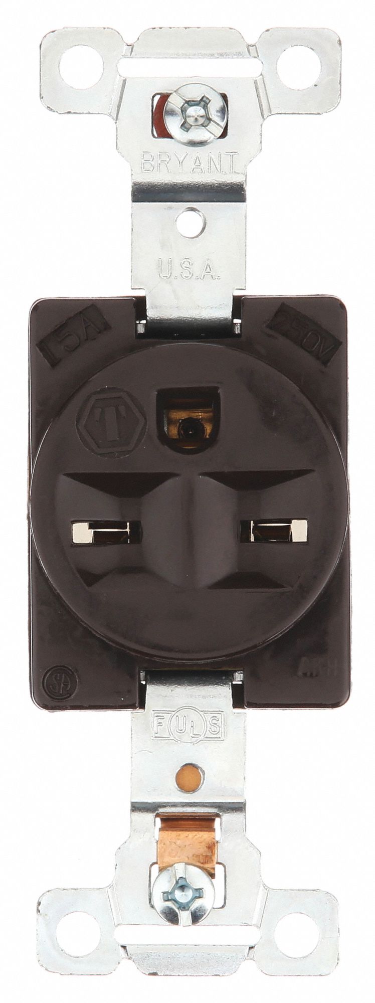 PRISE, SIMPLE, 2 PÔLES/3 FILS, NYLON, 250 V CA, 15 A, BORNES À VIS, 6-15R, 1 1/2 HP, 12 AWG, BRUN