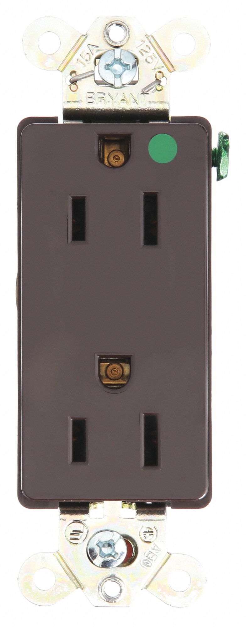 Receptacle: Decorator Duplex, 5-20R, 15 A, 125V AC, Brown, 2 Pole / 3 Wire Poles & Wires