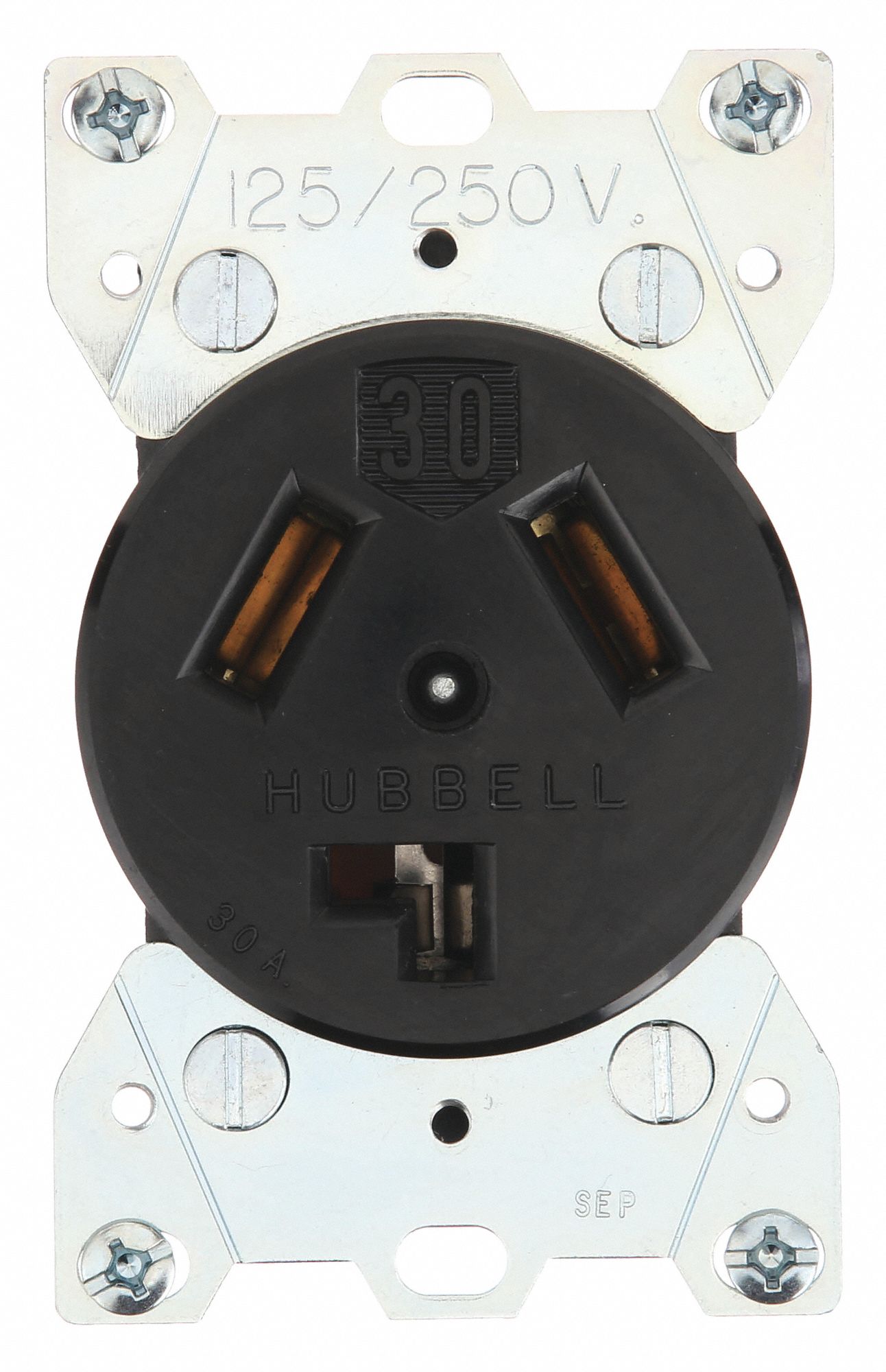 RECEPTACLE, SINGLE, 10-30R, 125/250V AC, 30 A, BLACK, 3 POLE/3 WIRE, GEN USE