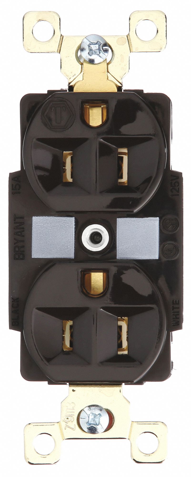 Receptacle: Duplex, 5-15R, 125V AC, 15 A, Brown, 2 Pole / 3 Wire, Screw Terminals