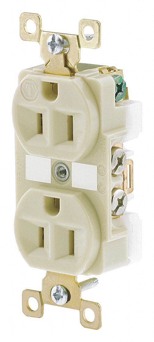 RECEPTACLE,IVORY,NYLON,0.5 HP,2 POLES