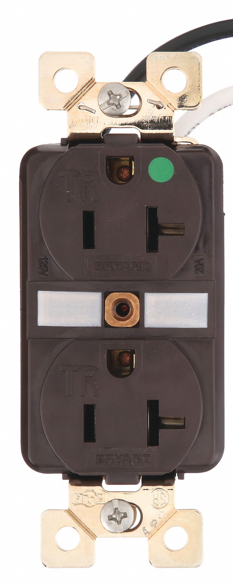 Receptacle, Brwn, 20A, Nylon, 2 Poles