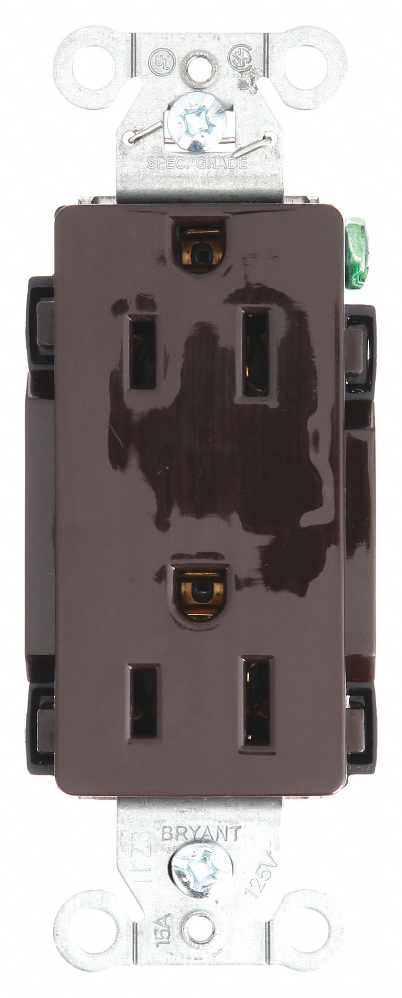RECEPTACLE, DECORATOR DUPLEX, BROWN, 5-15R, 15 A, 125V AC, 2 POLE/3 WIRE