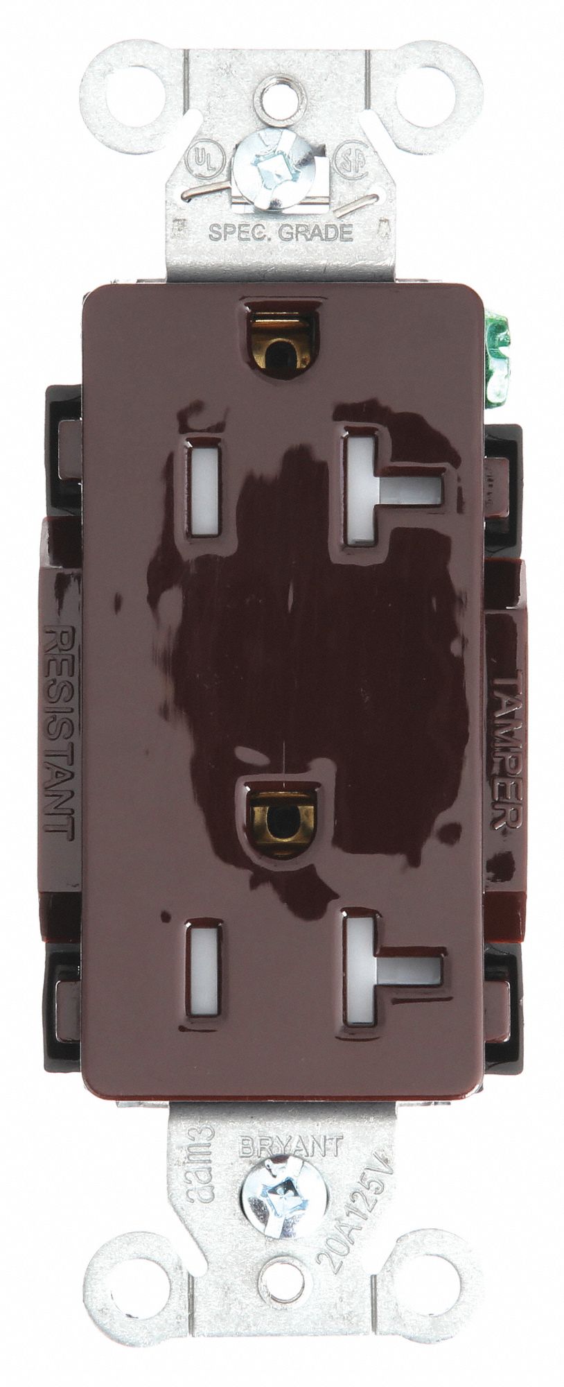 Receptacle: Decorator Duplex, Brown, 5-20R, 20 A, 125V AC, 2 Pole / 3 Wire, Screw Terminals
