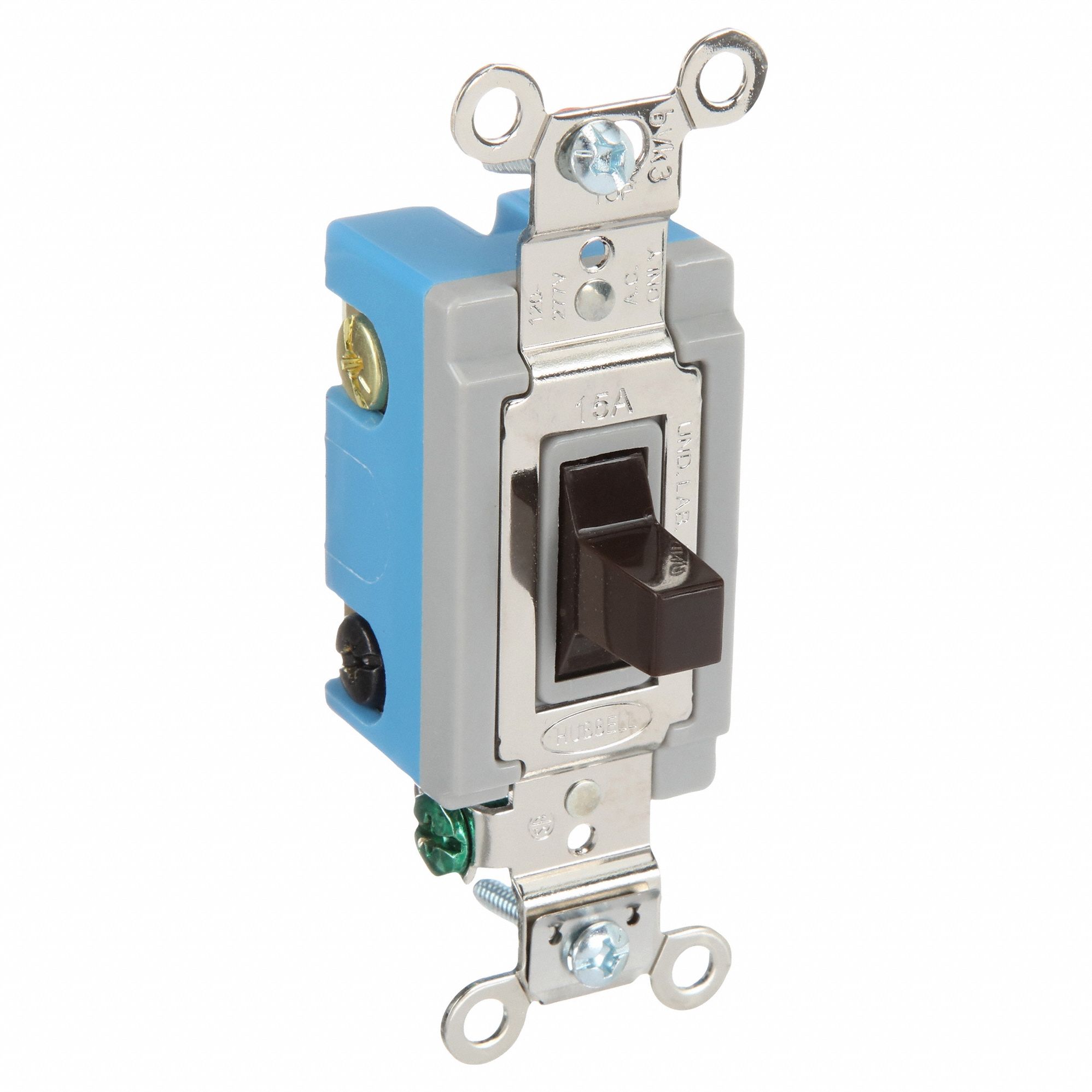 Wall Switch: Toggle Switch, Single Pole/Double Throw, Brown, 15 A, 120/277V AC, Screw Terminals