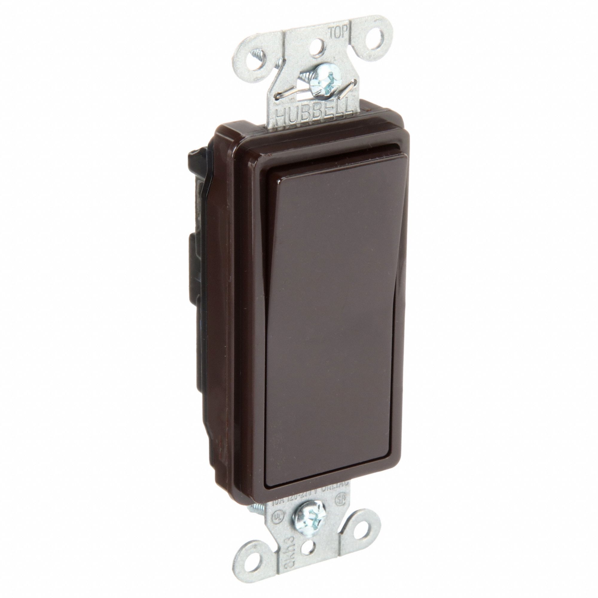 Wall Switch: Rocker Switch, Single Pole, Brown, 15 A, 120/277V AC, Screw Terminals