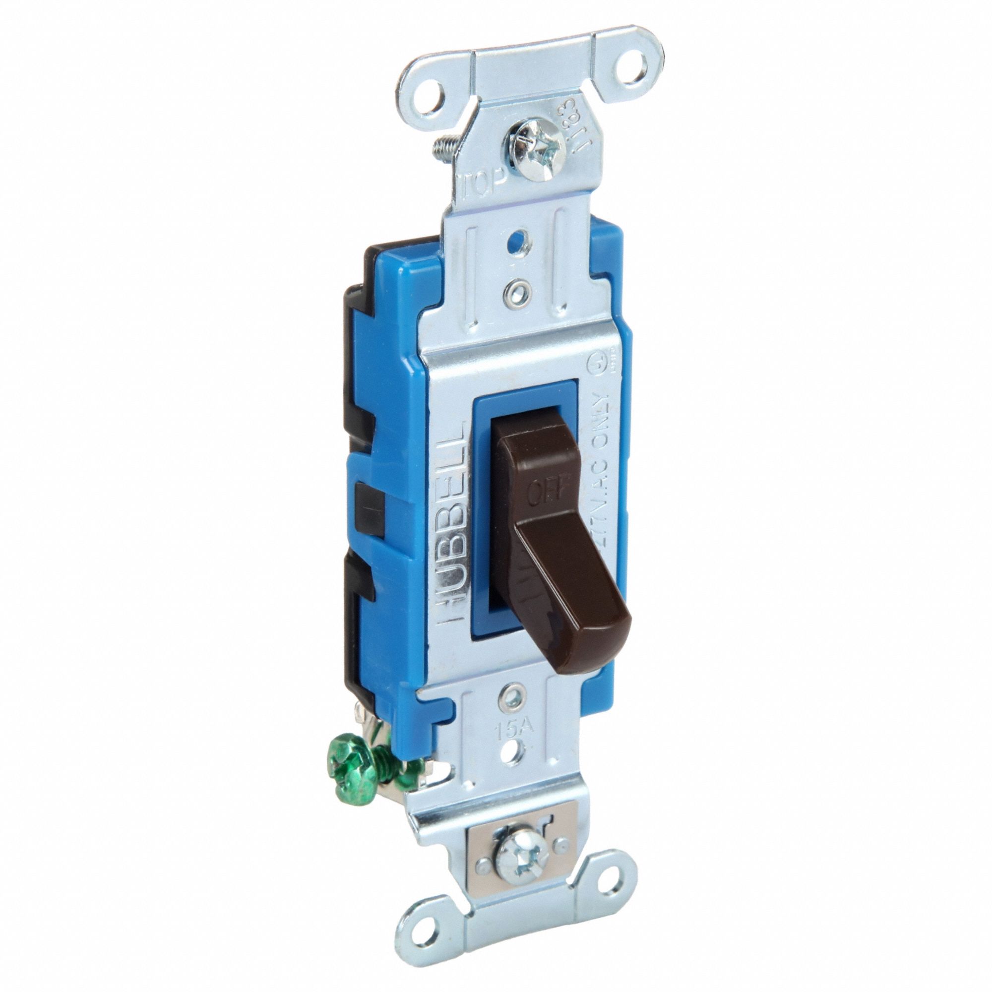 Wall Switch: Toggle Switch, Single Pole, Brown, 15 A, 120/277V AC, Screw Terminals
