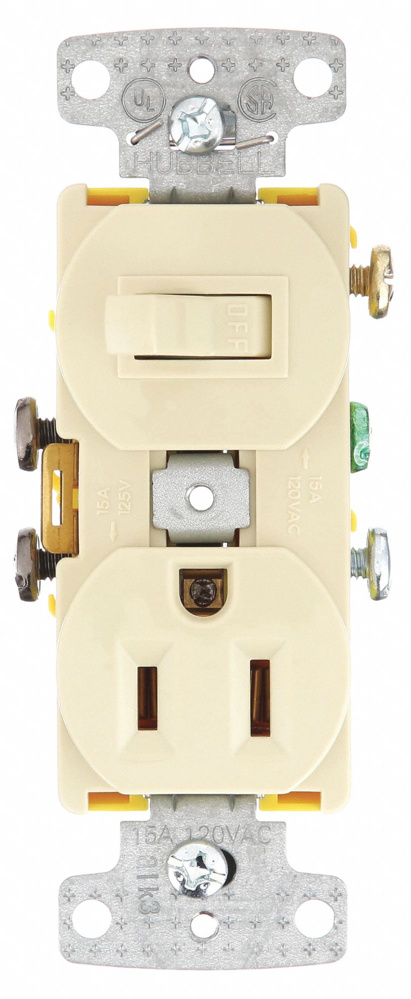 Switch and Outlet, Toggle Switch, Combination Device 49YZ80RC108I
