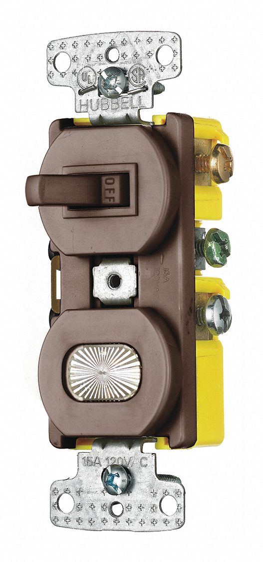 BRYANT RC109 Combo Device,Brown,1P,Switch/Pilot Light 49YZ82