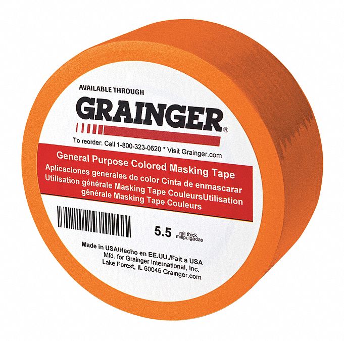 MASKING TAPE, ¾ IN X 60 YARD, 5.5 MIL THICK, INDOOR, ORANGE, 48 PK