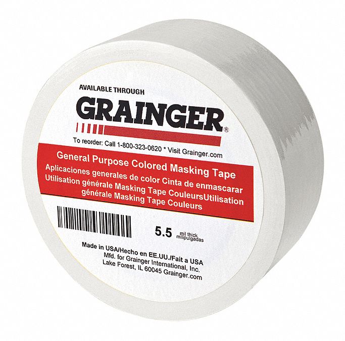 MASKING TAPE, ¾ IN X 60 YARD, 5.5 MIL THICK, INDOOR, WHITE, 48 PK