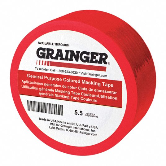 Red Masking Tape, 1W x 60 yds. Red Color