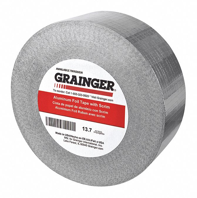 GRAINGER APPROVED TC378, 3 in x 33 3/8 yd, Foil Tape 49Z336TCFOIL378